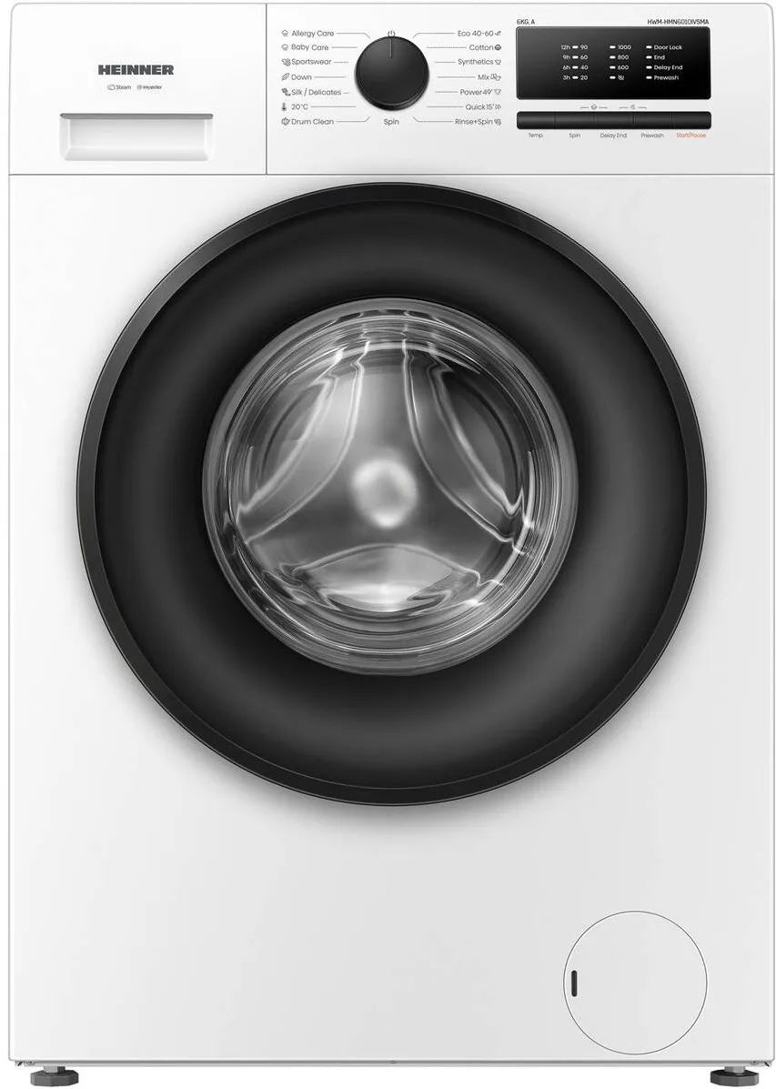 HEINNER Masina de spalat rufe HWM-HMN6010IVSMA, 6kg, 1000 rpm, clasa A, 15 PROGRAME, Alb