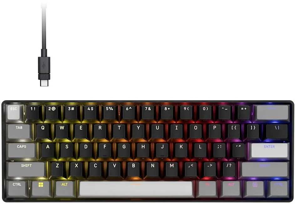 Tastatura Corsair mecanica gaming CLIPPER PRO MINI 60, MGX Hyperdrive Core Hall Effect Switches, compatibila PC/MAC/PS/XBOX, 8K hyper-polling, IP57-rated, negru