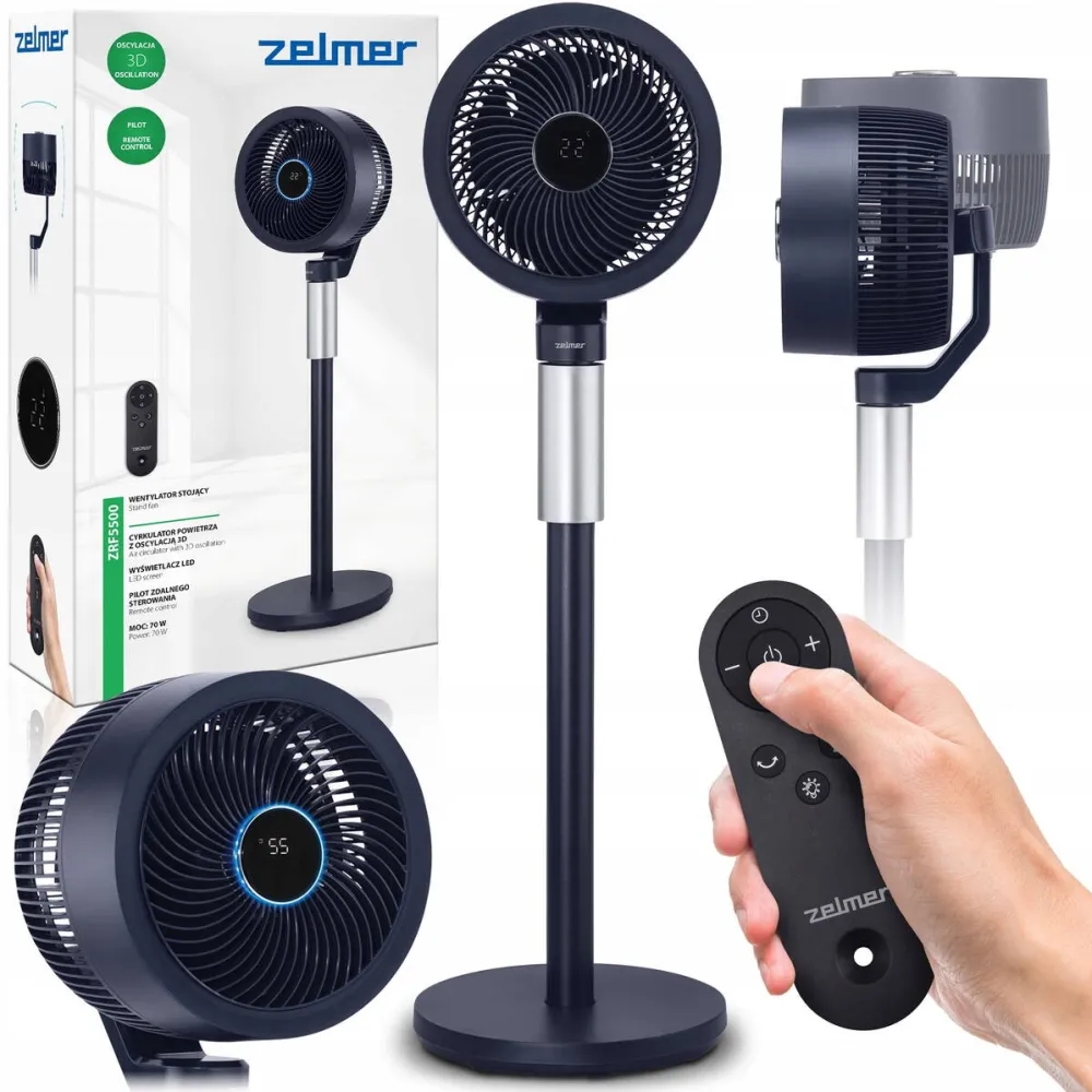 ZELMER stand ZRF5500, 3D oscilatie, 3 viteze, 28cm, control de la distanta