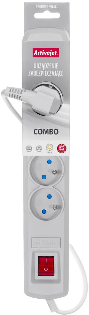 ACTIVEJET Priza/Prelungitor grey with cord ACJ COMBO 5G/3M/BEZP. AUT/S