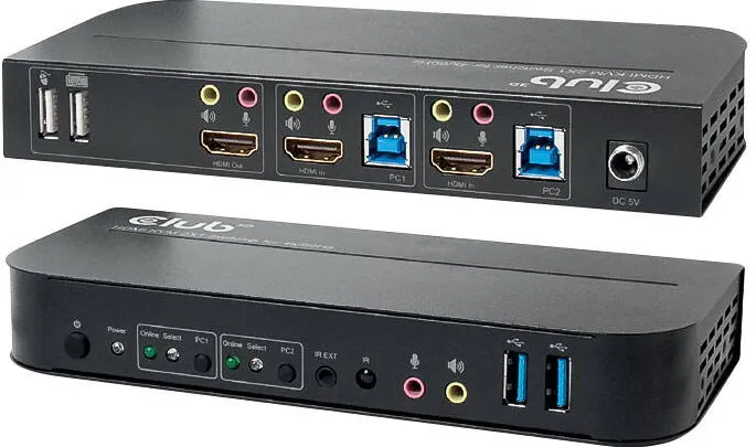 Switch KVM CLUB 3D 4K60Hz 2x HDMI > HDMI/2xUSB/Audio retail