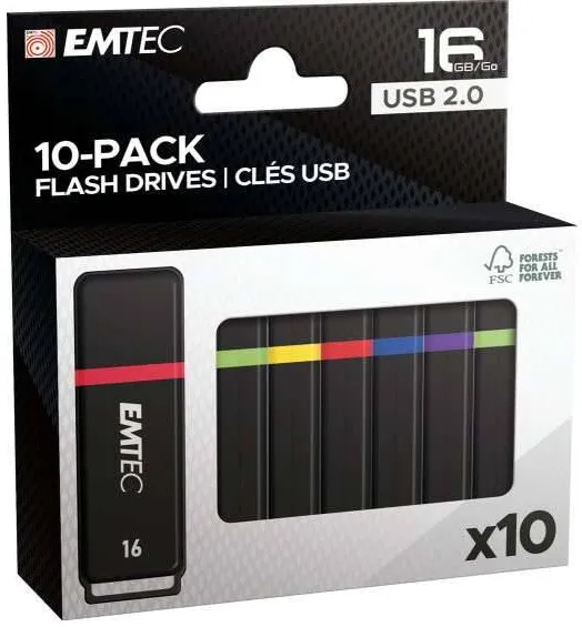 Memorie USB Emtec 16 GB USB 2.0 10er Pack Color Mix