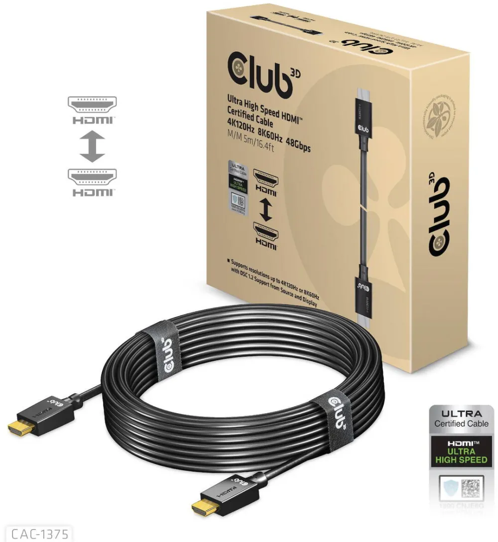 Cablu CLUB 3D HDMI A -> A 2.1 Ultra High Speed 10K HDR 5m