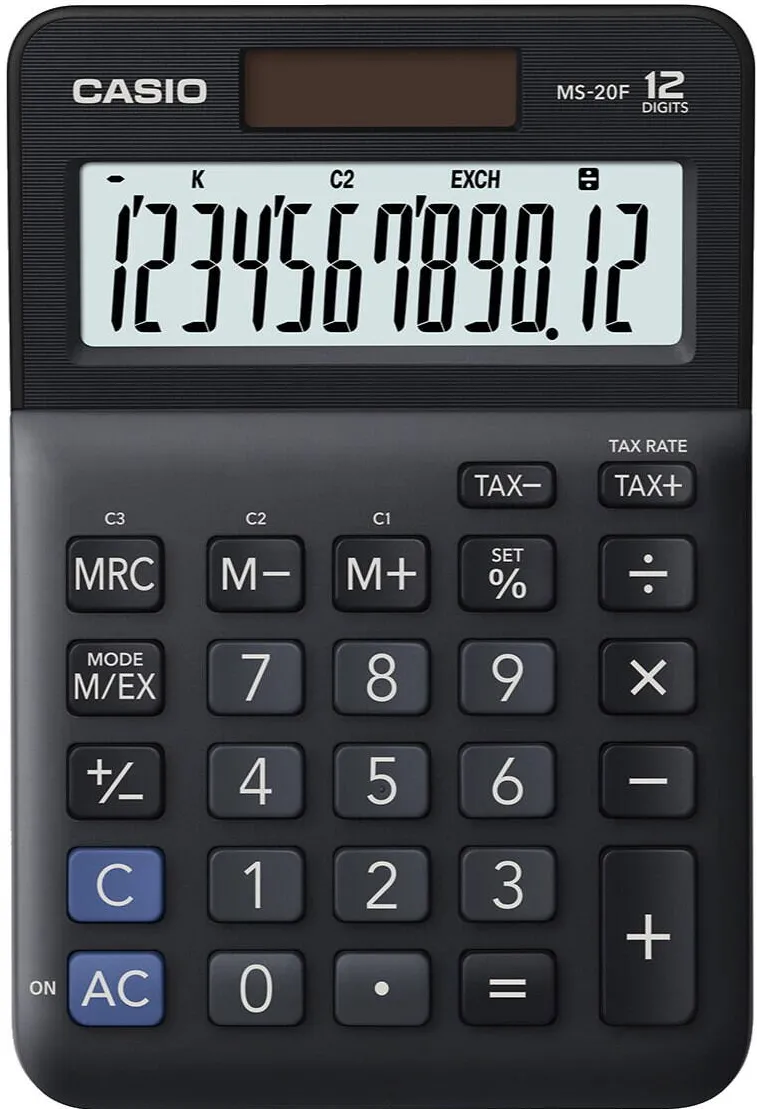 CASIO Calculator, de birou, mediu, 12 digits, MS-20F