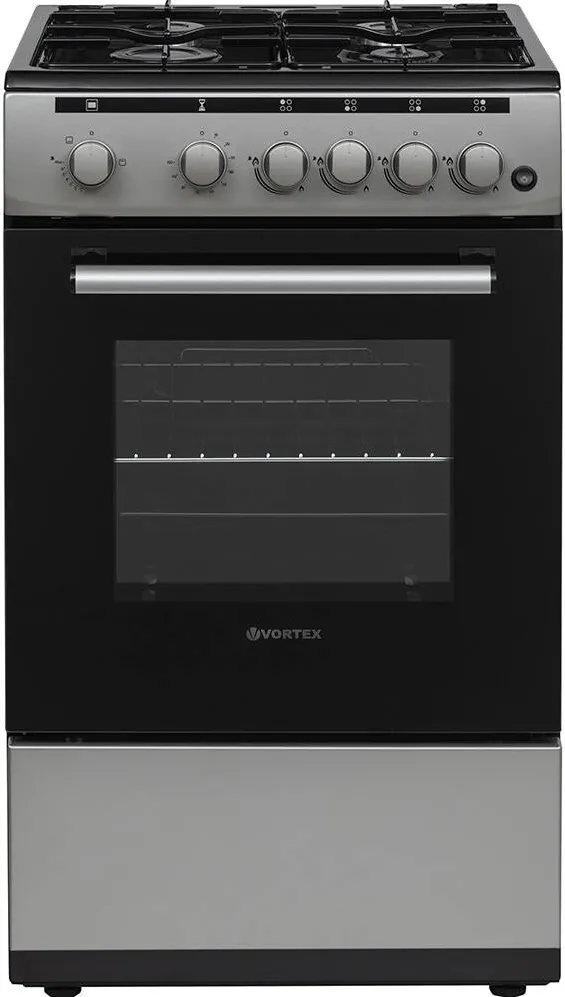 Vortex Aragaz VAG5050SS01V, 4 arzatoare, Gaz, L 50 cm, Grill, argintiu