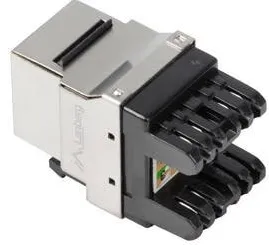 Accesoriu Retea LANBERG Cuplaj modular, Keystone RJ45->LSA 180° FTP cat5e, negru cu gri