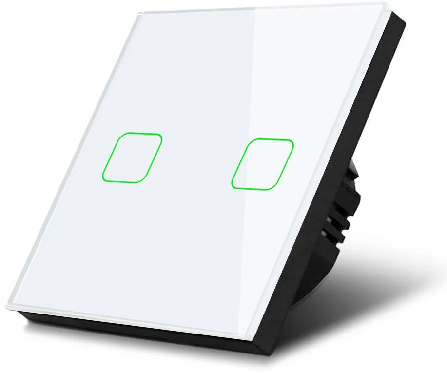 MACLEAN Energy MCE703W Touch light switch, double, glass, white with square button, dimensions 86x86mm, with button illumination