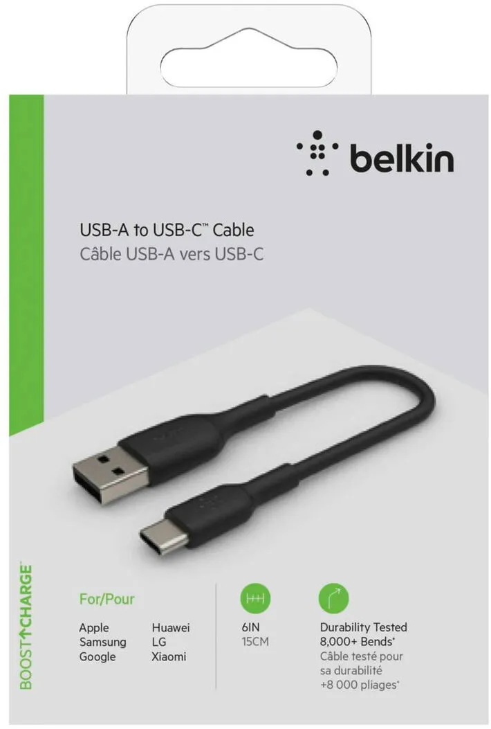 BELKIN Cablu Date USB-C/USB-A Cable 15cm PVC, black CAB001bt0MBK