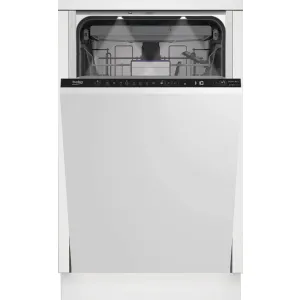 BEKO Masina de spalat vase incorporabila Beko BDIS38040A, 10 seturi, 8 programe, Clasa C, AutoDose, Motor ProSmartInverter, AutoGlassShield, SelfDry, Hygiene Intense, Sertar tacamuri, Mini 30, 45 cm