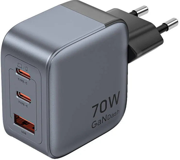 Vention  GaN Charger USB-C+C+A 70W (Gray)