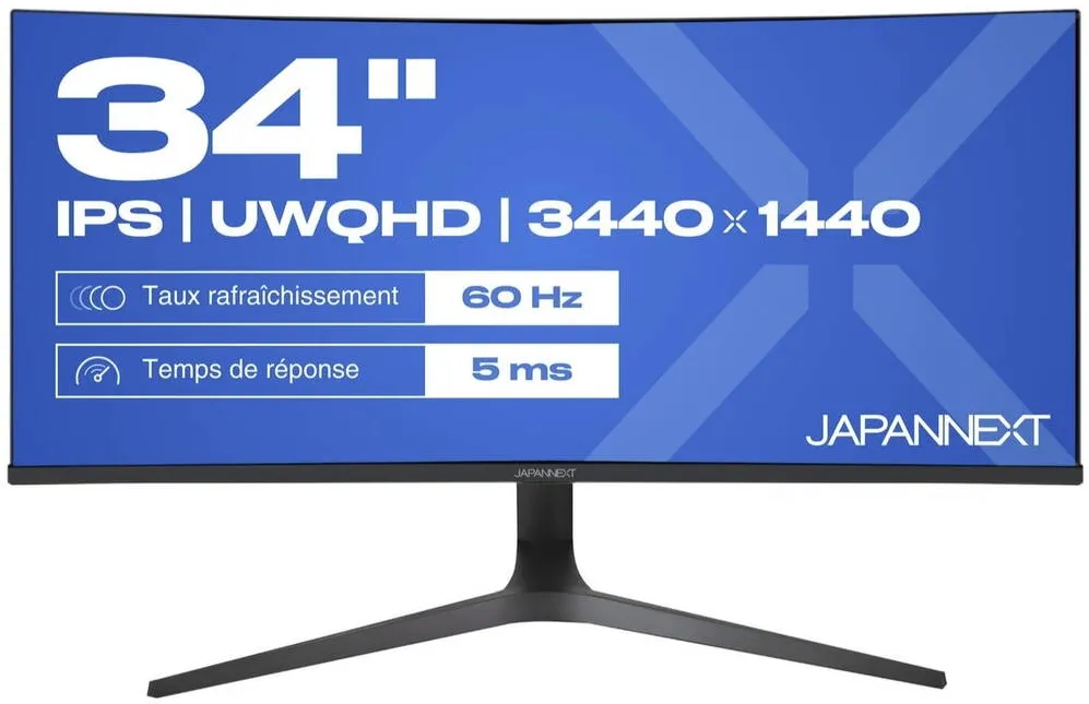 Monitor JAPANNEXT IPS LED 34" JN-IPS340UWQHD60C-C65W-HS, UWQHD 3440 x 1440, HDMI, DisplayPort, Ecran curbat Negru
