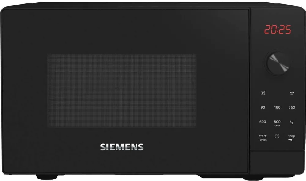 Cuptor cu Microunde SIEMENS Cuptor cu microunde Siemens FF023LMB2 iQ300, 44 x 26 cm, 800 wati, placa turnanta 27 cm, balama usa pe stanga, programe automate cookControl7, buton favorite negru, 20 L