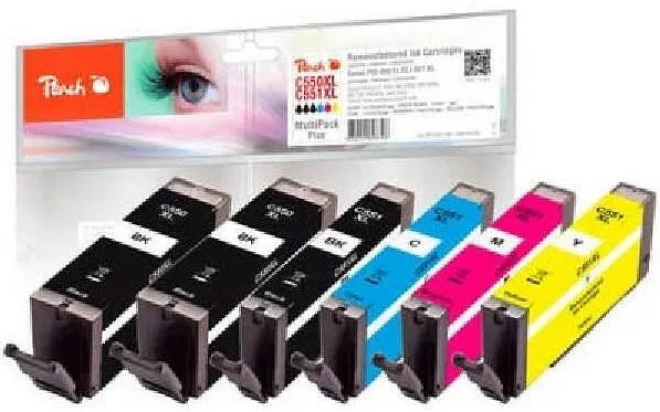 Cartus Imprimanta Peach Set 5 PGI-550XL/CLI-551XL MultiPack Plus, remanufacturate, capacitate XL, 1x22ml/4x11ml, Multicolor