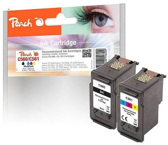 Cartus Imprimanta Peach set 2 buc, negru color, 8x8,5ml