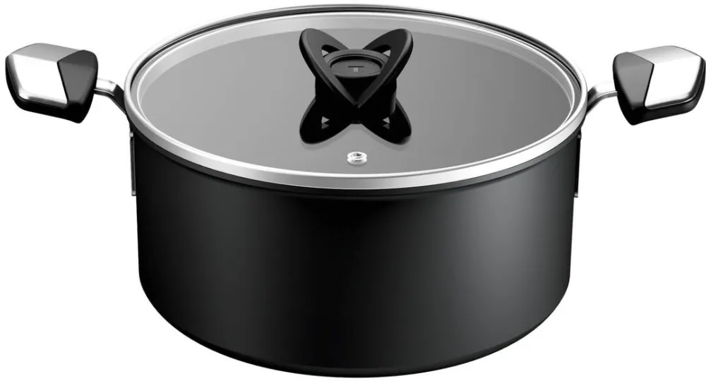 TEFAL Oala cu capac Tefal Excellence, 24 cm, 5L, inductie, invelis antiaderent, indicator Thermo-Signal, aluminiu, negru
