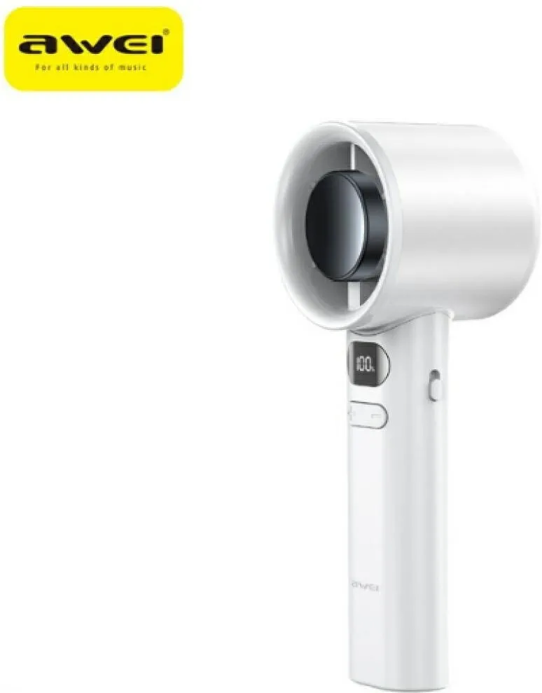 AWEI Mini ventilator AWEI F36, 2200mAh, alb, dimensiuni 160x58x55.5mm, set cu cablu USB-C 30cm