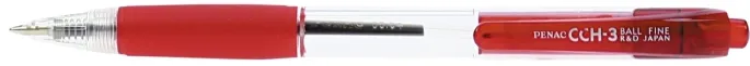 Penac Pix Penac CCH-3, cu mecanism, rubber grip, 0.7mm, corp transparent - scriere rosie