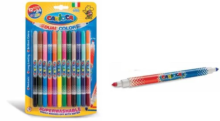 Carioca super lavabila, bicolor, 12 buc/blister, CARIOCA Bi-color