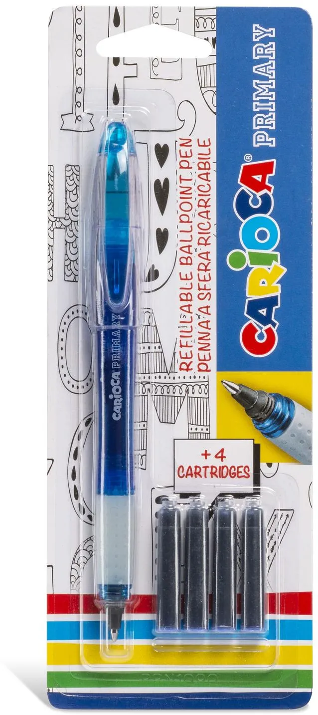Carioca Roller cu cartus cerneala, + 4 rezerve/blister, CARIOCA Primary