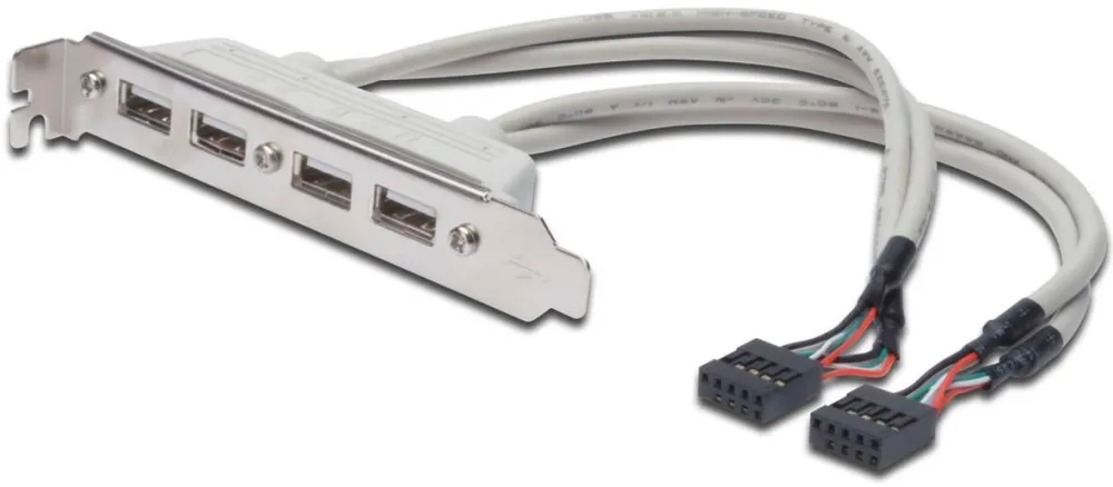 Assmann Cablu Date Slot Bracket USB 2.0 HighSpeed Type 2xIDC (5pin)/4xUSB A M/F grey 0,25m
