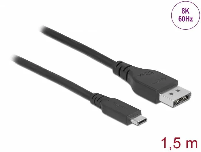 DELOCK Cablu USB Type-C > DP 8K 60Hz 1,5m bidirectional