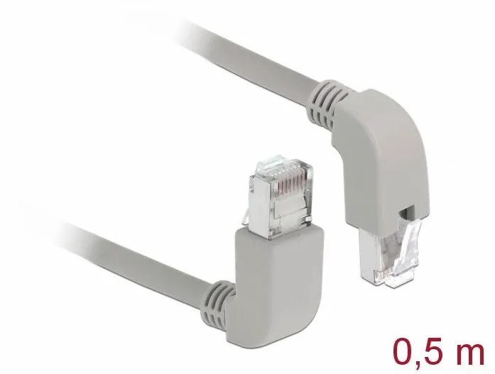 Accesoriu Retea DELOCK Cablu de retea RJ45 Cat.6 S/FTP unghiular in sus / in jos 0,5 m
