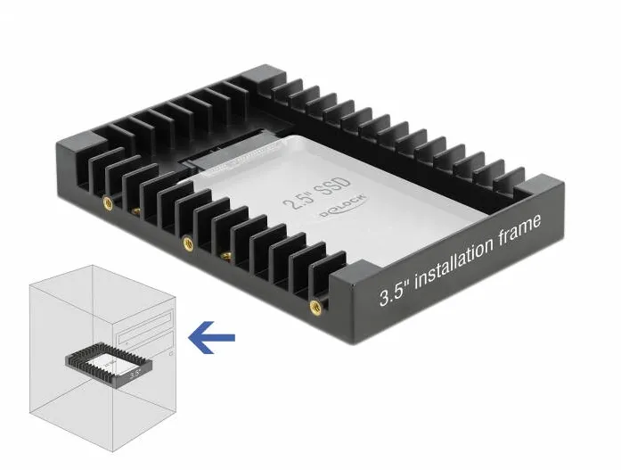DELOCK Cadru de instalare 3.5″ pentru Unitate subtire SATA 2.5″ negru