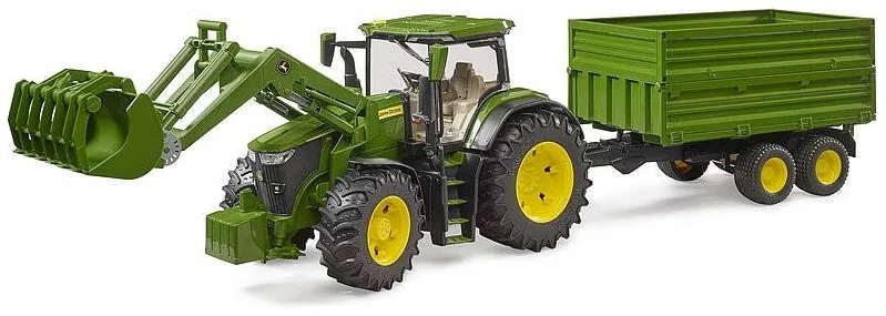 Masinuta cu Telecomanda BRUDER Tractor John Deere 7R 350 with front loader and trailer