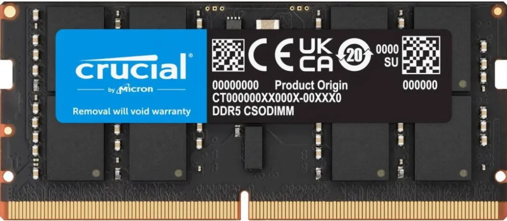 Memorie Laptop Crucial Modul memorie RAM Crucial 32 GB DDR5 6400 MT/s 262-pin SO-DIMM neinregistrat, negru