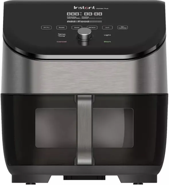 Instant Pot Friteuza cu aer cald fara ulei Instant Vortex Plus 6 Clear Cook+Odor Erase, Ecran digital, Cos detasabil, 6 functii de gatire, Capacitate 5.7 litri, 1700 W (Negru/Argintiu)