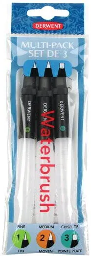 DERWENT Pensula cu rezervor de apa DERWENT Professional, 3buc/set, diferite tipuri de varf