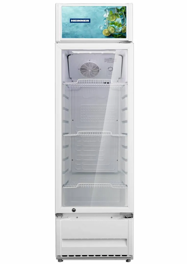Vitrina frigorifica HSC-M213WHB, 213 l, Clasa B, lumina led, 3 rafturi, Termostat ajustabil, H 174.7 cm, Alb