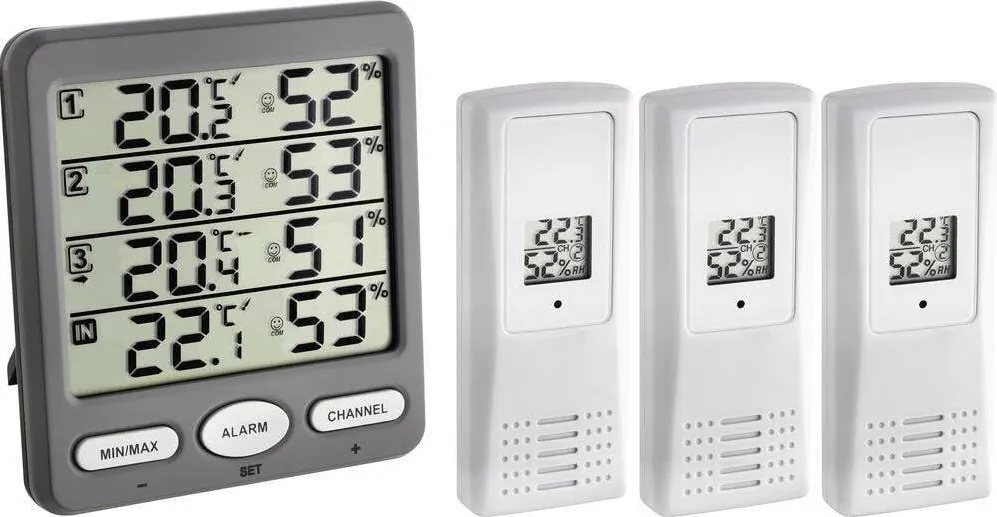 TFA Termo-Higrometru cu 3 senzori wireless TFA 30.3054.10