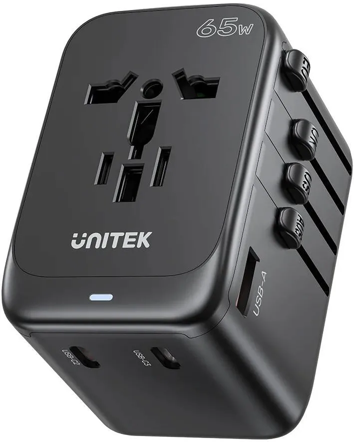 Unitek Power charger - Unitek 65W Universal Travel Adapter (P1122ABK01) | 1xUSB-A 3xUSB-C 1xAC