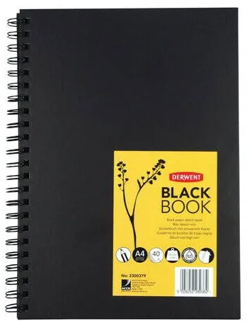 DERWENT Caiet pentru schite si desen DERWENT Professional, A4, cu spira, 40 coli, 200gsm, hartie neagra