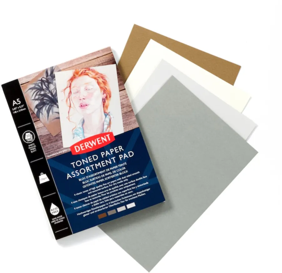 DERWENT Bloc de desen Derwent Professional, A4, 20 coli, 120g, pentru schite si desen, 4 culori deschise
