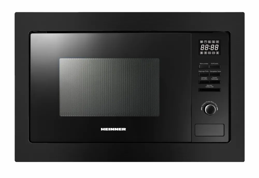 Cuptor cu Microunde HEINNER incorporabil HMW-MDBI25GDBK, 900 W, 25 l, Grill 1000 W, 5 trepte putere, 10 programe, Platou rotativ 31.4 cm (Negru)