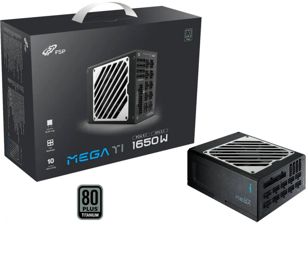Sursa PC Fortron FSP MEGA TI 1650W (black, 2x 12-pin high power GPU, 6x PCIe, cable management, 1650 watts)