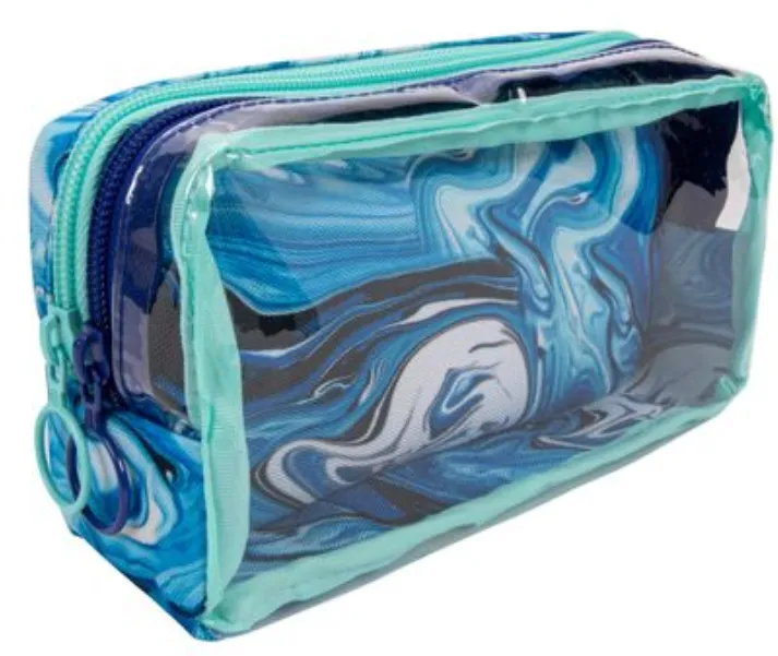 Zip..it Penar cu fermoar ZIPIT Half & Half, cu 2 buzunare - Blue Waves