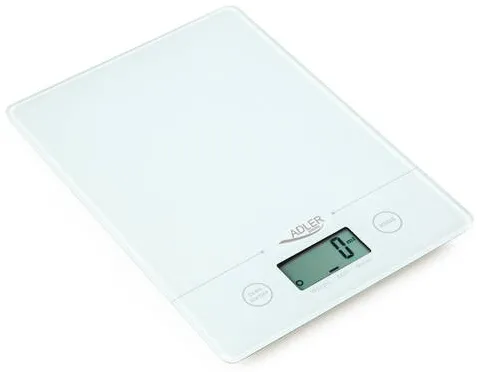 Adler AD 3138 Kitchen scales, White, Capacity 5 kg, Big LCD Display, Auto-zero/Auto-off