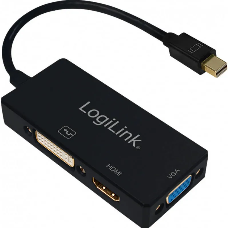 Adaptor Logilink 1x Mini DisplayPort Male - 1x HDMI Female + 1x DVI Female + 1x VGA Female, negru