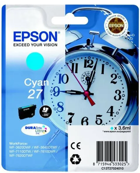 Cartus Imprimanta Epson CYAN NR.27 C13T27024012 3,6ML ORIGINAL EPSON WORKFORCE WF-7610DWF