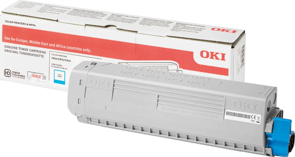 Toner imprimanta OKI Cyan 5000 pgs C824/834/844
