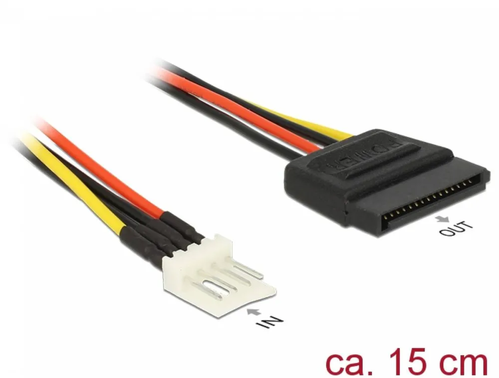 Cablu DELOCK 83918, power adapter - 4 pin mini-power connector to SATA power - 15 cm