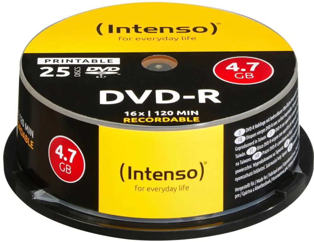 Intenso Mediu de Stocare 1x25 DVD-R 4,7GB 16x Speed Cakebox printable