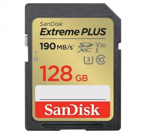 Card de Memorie SanDisk Extreme PLUS 128GB SDXC, UHS-I, Class 10, U3, V30