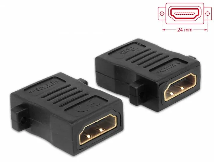 Adaptor DELOCK cu conector mama HDMI-A > conector mama HDMI-A cu orificiu pentru surub