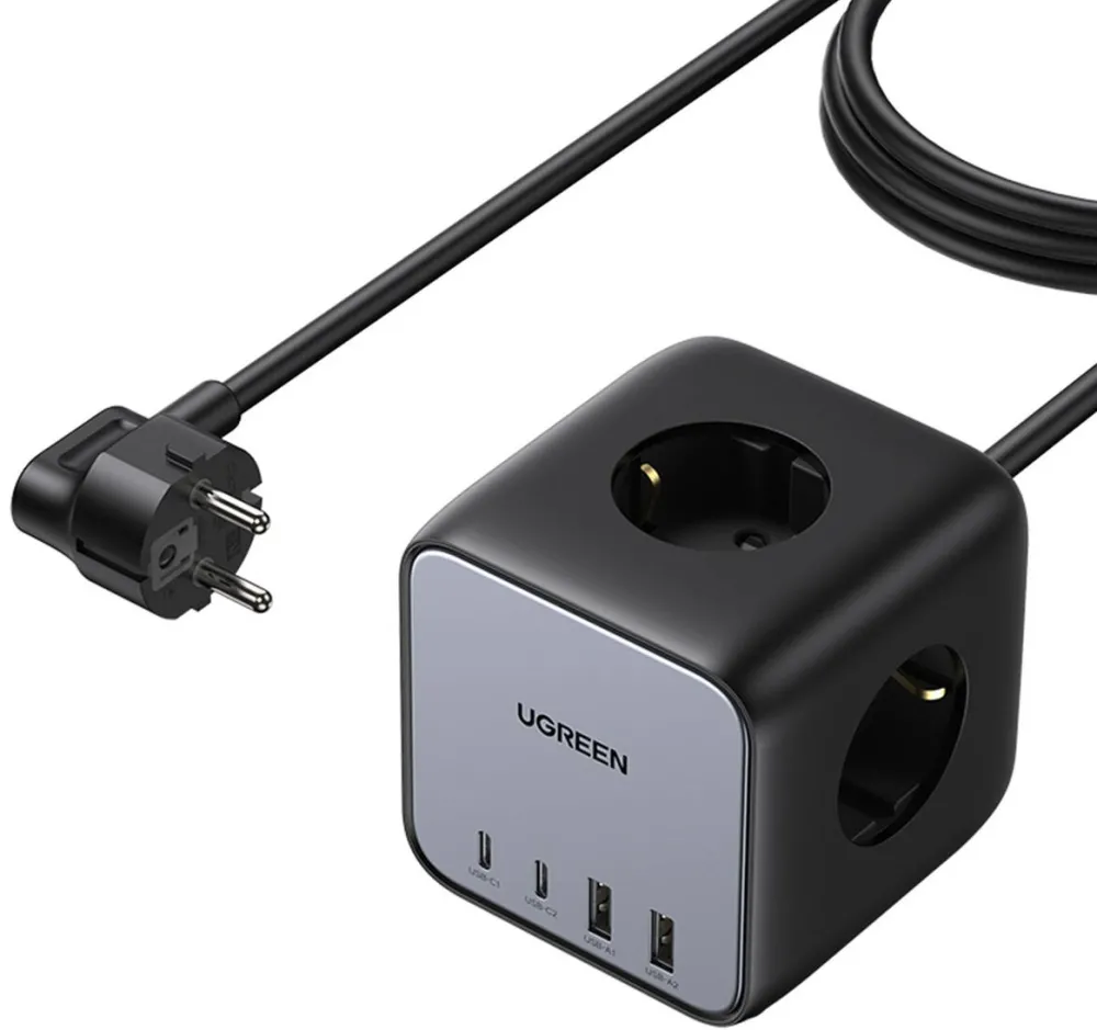 Priza UGREEN Cube 65W USB / USB C + 3x priza AC neagra (CD268)