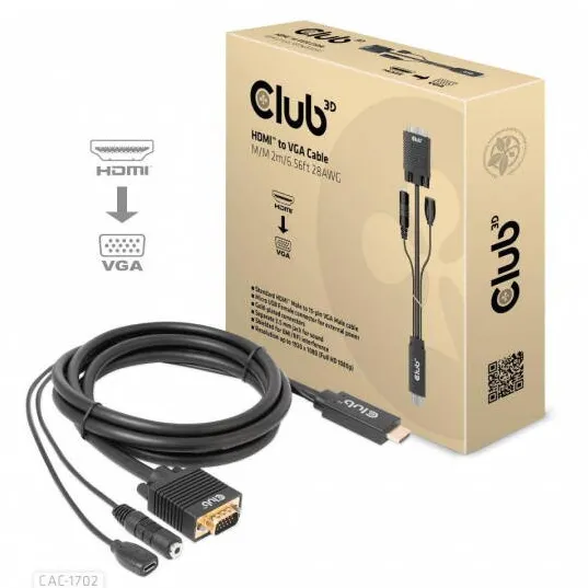 Cablu CLUB 3D HDMI+Micro-USB-Buchse > VGA+3,5mm 2m St/Bu