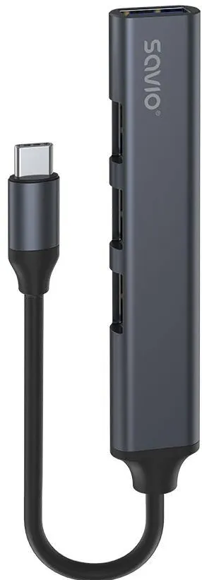 Adaptor SAVIO  AK-71 USB-C hub - 3 x USB-A 2.0, 1 x USB-A 3.0, 4-in-1, 5 Gbps